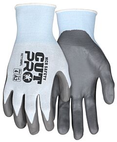 Mcr Safety 92718Nfm Gloves, Cut Pro A2, 18 Gauge, Blue Hppe/Stainless Shell, Gray Nitrile Foam Coated Palm/Fingers, Ansi Cut A2, Abrasion 4, Puncture 3, Size Medium