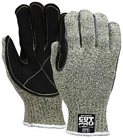 Mcr Safety 93861L Gloves, Cut Pro Hero A7, 7 Gauge, Regular Weight, Kevlar/Stainless/Nylon Shell, Leather Palm, Cut Level A7, Abrasion 5, Puncture 4, Heat 3, Dexterity 4, Size Large