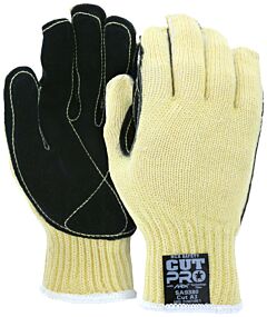 Mcr Safety Sa9380L Gloves, Cut Pro A3, 7 Gauge, Yellow Arx Aramid Fiber Glove, Leather Palm, Size Large