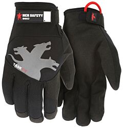 Mcr Safety 960L Gloves, Taskfit, Black Synthetic Suede Leather Palm, Reflective Logo, Abrasion 3, Puncture 2, Size Large