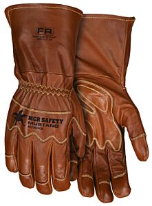 Mcr Safety Mu3624Gkl Gloves, Mustang Kevlar Lining, Gauntlet Cuff, Wing Thumb, Ansi Cut Level A4, Abrasion 4, Puncture 4, Heat 3, Dexterity 2, 61.4 Cal/Cm2-Cat4, Size Large