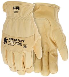Mcr Safety Mu3664Kl Gloves, "Mustang Hi Dex” Light Honey Gold, Kevlar/Steel Lining, Wing Thumb, Slip-On Cuff, Abr4, P2, Size Large