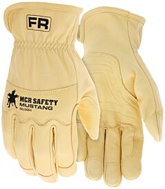Mcr Safety Mu3664L Gloves, "Mustang Hi Dex” Light Honey Gold, Wing Thumb, Slip-On Cuff, Abr4, P2, Arc3, Size Large