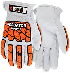 Mcr Safety Pd43612Xxl Gloves, Predator Cutpro, Premium White Grain Goat Driver, Kevlar Lined Padded Palm, Hi-Vis Orange Back Of Hand Tpr, Slip On Cuff W/Elastic, Impact 1, Ansi Cut A9, Abrasion 4, Puncture 5, Size 2X-Large