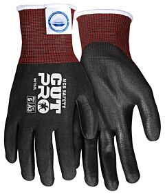 Mcr Safety 90752Xxl Gloves, Dyneema Diamond Tech, 15 Gauge, Black Shell, Pu Coated Palm/Fingers, Cut A3, Abrasion 5, Puncture 3, Dexterity 5, Size 2X-Large