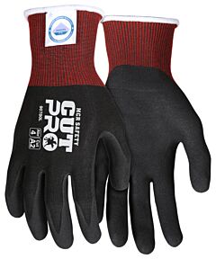 Mcr Safety 90780Xl Gloves, Dyneema Diamond Tech, 18 Gauge, Black Shell, Sandy Nitrile Foam Coated Palm/Fingers, Cut A4, Abrasion 4, Puncture 2, Dexterity 5, Size X-Large