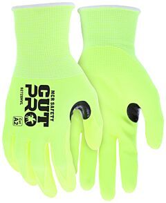 Mcr Safety 92728Hvm Gloves, Cut Pro A2, 18 Gauge Hi-Vis Lime Shell, Hi-Vis Nitrile Foam Palm/Fingers, Thumb Crotch, Size Medium