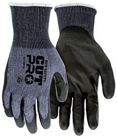 Mcr Safety 92738Pul Gloves, Cut Pro A5, Blue Hppe/Synthetic Shell, Gray Pu Coated Palm/Fingers, Cut A5, Abrasion 4, Puncture 4, Size Large
