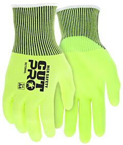 Mcr Safety 9273Hvs Gloves, "Cut Pro A4", 13 Ga, Hi-Vis Lime Hppe/Synthetic Shell, Hiviz Lime Nitrile Foam Palm/Fingers, Xs-Xxl, Ansi Cut A4, Abrasion 4, Puncture 3, Size Small