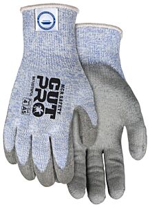 Mcr Safety 9672Dt5Pus Gloves, Diamond Tech 5, 10 Gauge, Blue Speckled Dyneema Diamond Technology Shell, Pu Coated Palm And Fingertips, Cut Level A6, Abrasion 4, Puncture 4, Dexterity 5, Size Small