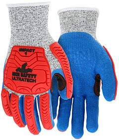 Mcr Safety Ut1951Xxl Gloves, Ultratech Cut Pro, 13 Gauge Salt-N-Pepper Hypermax Shell, Blue Crinkle Latex Palm, Tpr Back Of Hand, Reinforced Thumb Crotch, Padded Palm, Ansi Cut A4, Abrasion 4, P5, Impact 1, Size 2X-Large