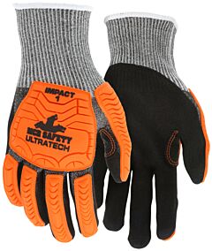 Mcr Safety Ut1952Xxxl Gloves, Ultratech Cut Pro, 13 Gauge Salt-N-Pepper Hypermax Shell, Back Sandy Nitrile Foam Palm, Tpr Back Of Hand, Reinforced Thumb Crotch, Ansi Cut A4, Abrasion 4, P4, Impact 1, Size 3X-Large