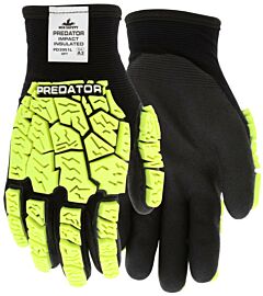 Mcr Safety Pd3951Xl Gloves, Predator, 15 Gauge Black Nylon Shell W/Acrylic Terry Liner, Hpt Palm Coating, Hi Vis Yellow Back Of Hand Tpr Cage, Knit Wrist, Ansi Level 2 Impact, Size X-Large