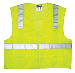 Mcr Safety Cl2Lcx3 Class 2, Dielectric, Solid Front, Mesh Back, 2” Silver Stripe, Zipper, 6 Pockets, Lime, Size 3X-Large