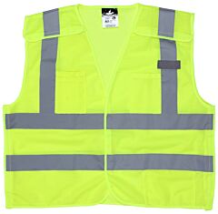 Mcr Safety Cl2Ml2Xl Class 2, Break Away, Mesh, 2” Silver Double Horizontal Stripe, Lime, Size X-Large