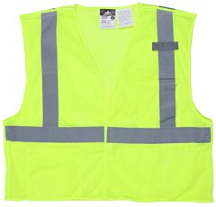 Mcr Safety Cl2Mlpfrs Class 2, Break Away, Mesh, 2” Silver Stripe, Limited Flammability, 2 Pockets, Lime, Size Small