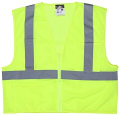 Mcr Safety Cl2Mlpxl Class 2, Mesh, 2” Silver Stripe, Zipper, 1 Pocket, Lime, Size X-Large