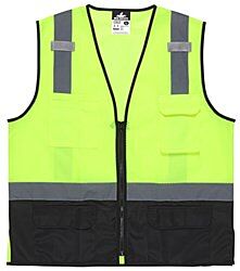 Mcr Safety Cl2Mlszl Class 2, Mesh, 2” Silver Stripe, Shaded Bottom, Zipper, Lime, Size Large