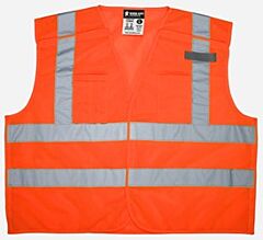 Mcr Safety Cl2Mo2M Class 2, Break Away, Mesh, 2” Silver Double Horizontal Stripe, Orange, Size Medium
