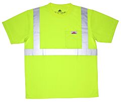 Mcr Safety Stscl2Mlxl Class 2, T-Shirt, Short Sleeve 2" Silver Stripe, Birdseye Mesh Wicking, Lime, Size X-Large