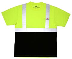 Mcr Safety Stscl2Mslm Class 2, T-Shirt, Short Sleeve, 2” Silver Stripe, Mesh Wicking, Two-Tone Black Shading, Size Medium