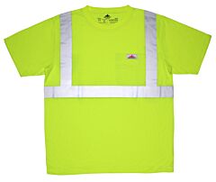 Mcr Safety Stscl2Slx3 Class 2, T-Shirt, Short Sleeve, 2” Silver Stripe, Solid Jersey Knit, Lime, Size 3X-Large