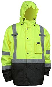 Mcr Safety Vt238Jhx6 "Vortex", Double Insulated Rip Stop, Class 3, Jacket W/Detachable Hood, Zip Out Inner Fleece Liner, Protects In 5° To -27° F Temperatures, Lime, Bottom Shaded Black, Size 6X-Large