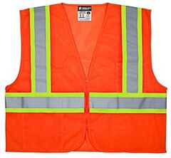 Mcr Safety Vwccl2Ofrxl Class 2, W/Regular Zipper, Economy Series, Limited Flammability, Orange, Size X-Large