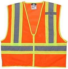 Mcr Safety Wccl2Ox4 Class 2, Mesh, 4 1/2” Yellow/Silver Stripe, Zipper, 2 Inside Pockets, Orange, Size 4X-Large