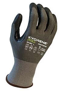Armor Guys 00-863-L Cut Resistant Gloves, Gray Kyorene Pro Liner With Black Pu Palm Coating, Thumbcrotch Reinforcement, Touch Screen,Ansi A6, Size Large