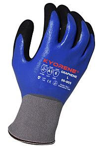 Armor Guys 00-005-M General Purpose Gloves, Gray Kyorene Liner With Blue Nitrile Full Coating And Black Hct Foam Nitrile Palm, Size Medium