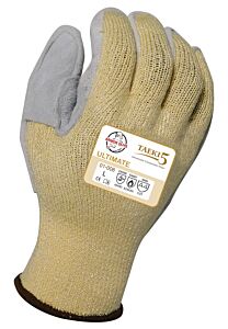 Armor Guys 01-006-L Cut Resistant Gloves, 100% Yellow Taeki5 Liner With Sewn On Leather Palm, Reinforced Thumb Crotch And Fully Wrapped Leather Thumb, Ansi A4, Size Large