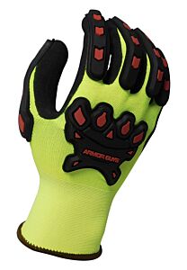 Armor Guys 04-010-M General Purpose Gloves, Extraflex Hi-Vis Nylon Liner With Black Hct Foam Nitrile Palm, Ag Patterned Red And Black Back Protection, Size Medium