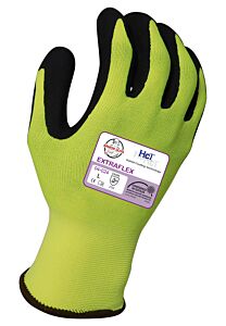 Armor Guys 04-024-M Cut Gloves, 15 Gauge, Extraflex® Hi-Vis Yellow Nylon Liner With Black Hct® Micro Foam Latex Palm Coating, Size Medium