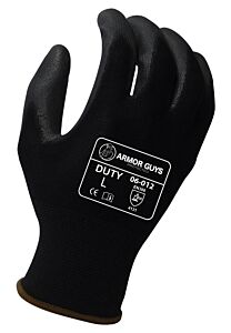 Armor Guys 06-012-M General Purpose Gloves, Black Nylon Liner With Black Pu Palm Coating, Size Medium