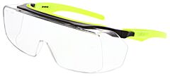 Mcr Safety Og220Pf420 Safety Glasses, Black Frame, Hi Vis Lime Temple Temple, Clear Uv420 Max6® Lens