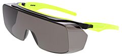 Mcr Safety Og222Pf420 Safety Glasses, Black Frame, Hi Vis Lime Temple Temple, Gray Uv420 Max6® Lens