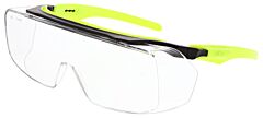 Mcr Safety Og220Dc Safety Glasses, Black Frame, Hi Vis Lime Temple Temple, Clear Dual Coated Max3®/Max6® Lens
