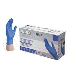 Ammex Acnpf48100 Blue Nitrile Powder Free Exam Gloves, 3 Mil, Size X-Large