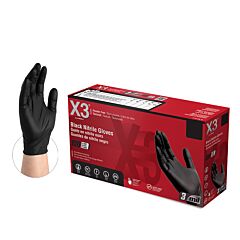 Ammex Bx349100 Black Nitrile Powder Free Industrial Gloves, 3 Mil, Size 2X-Large