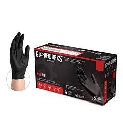 Ammex Gpnb48100 Gloveworks Black Nitrile Powder Free Industrial Gloves, 5 Mil, Size X-Large