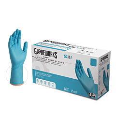 Ammex Gpnhd68100 Gloveworks Blue Nitrile Powder Free Exam Gloves, 8 Mil, 12" Long, Size X-Large