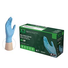 Ammex X349100 Blue Nitrile Powder Free Industrial Gloves, 3 Mil, Size 2X-Large