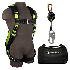 Safewaze Fs146-S/M Pro Combo Kit With Full Body Harness: 1D, Mb Chest, Tb Legs, Size Small/Medium, Latitude Hd 7' Single Web Srl: Carabiner, Snap Hook , 13" Duffle Bag