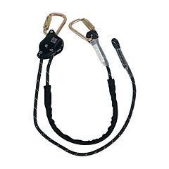 Safewaze 021-2064 6.5' Rope Positioning Lanyard, Rope Adjuster, Carabiners (B&W)