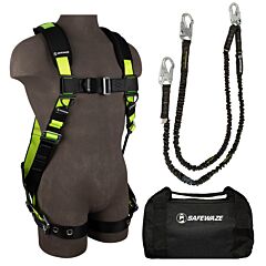 Safewaze Fs133-Dl-S/M Pro Combo Kit With Full Body Harness: 1D, Mb Chest, Tb Legs, Size Small/Medium, Pro 6' Lanyard: Dual Leg, Snap Hooks, 13" Duffle Bag