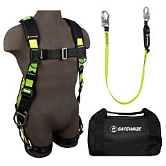 Safewaze Fs128-2X Pro Combo Kit With Full Body Harness: 3D, Mb Chest, Tb Legs, Size 2X-Large, 6' Lanyard: Snap Hook, 13" Duffle Bag