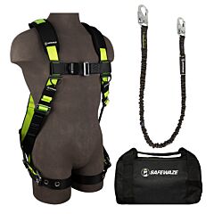 Safewaze Fs133-2X Pro Combo Kit With Full Body Harness: 1D, Mb Chest, Tb Legs, Size 2X-Large, Pro 6' Lanyard: Snap Hook, 13" Duffle Bag