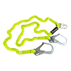 Safewaze Fs596 Pro 6' Stretch Internal Energy Absorbing Lanyard, Dual Leg, Rebar Hooks