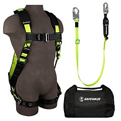 Safewaze 019-3027 Pro Combo Kit With Full Body Harness: 1D, Mb Chest, Tb Legs, Size Small/Medium, 6' Lanyard: Snap Hook-Aj, 13" Duffle Bag